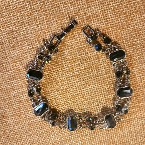 Cookie Lee Women's Black Crystal and Silver Bracelet NWOT